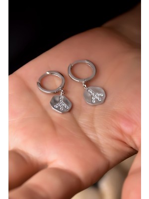 Papatya Silver 925 Ayar Gümüş Rodyum Kaplama Peace Symbol Küpe