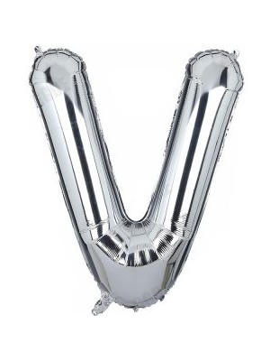 Eğlence Marketi 40'' 100 cm Gümüş Folyo Harf Balon V