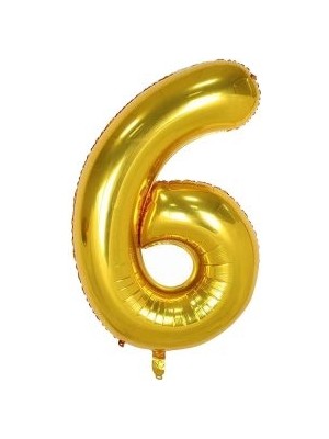 Eğlence Marketi 40'' 100 cm Altın Gold Folyo Rakam Balon 6
