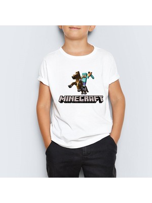 Morinna Minecraft Baskılı  Çocuk Tişört T-Shirt Mr-08