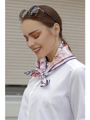 Şal Evi Kadın Fular Bandana  lik Renkli Twill Eşarp Şal Hanımeli
