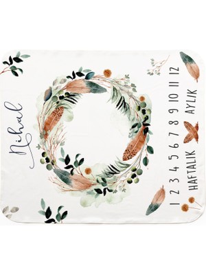 Hediyesepeti Hediye Sepeti Bohem Tasarımlı Aylık | Haftalık Bebek Hediyesi Çekim Battaniyesi