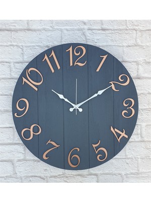 Markakanvas Antrasit Renkli Yuvarlak Duvar Saati  Çap 50 cm