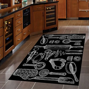 Bona Fortuna Mutfak Malzemeleri Desenli Dijital Baskılı Kaymaz Taban Yıkanabilir Leke Tutmaz Mutfak Halısı