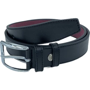 Süzer Deri 3 cm Klasik  Deri Dikişli Erkek Çocuk Kemeri Siyah