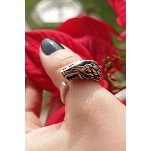 Fildişi Aksesuar Antik Gümüş Kaplama Kurt Şekilli El Yapımı Ayarlanabilir Erkek Yüzük