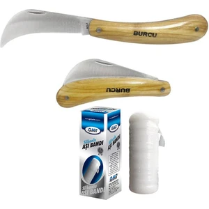 Burcu Aşı Bıçağı Ceviz Aşı Çakısı 19 cm + Aşı Bandı (2'li Paket)
