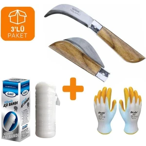 Bayram Aşı Bıçağı Paslanmaz 22 cm No:3 + Aşı Bandı (3'lü Paket)