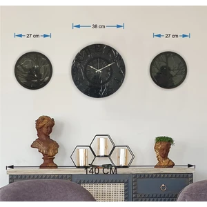 Mermer Desenli Duvar Saati ile Daldaki Kuş ve Hayat Ağacı Tablo