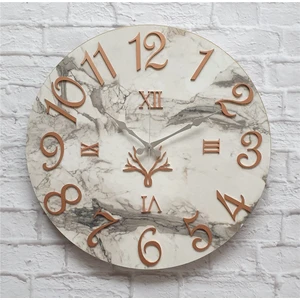 Mermer Desenli Duvar Saati Çap 38 cm - Çap 50 cm - Çap 80 cm