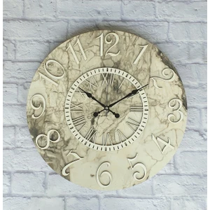 Mermer Desenli Duvar Saati Çap 38 cm - Çap 50 cm - Çap 80 cm