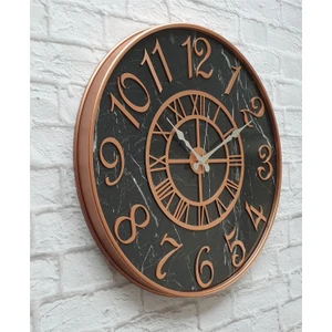 Metal Kasalı Mermer Desenli  Duvar Saati Çap 40 cm - Çap 50 cm - Çap 80 cm