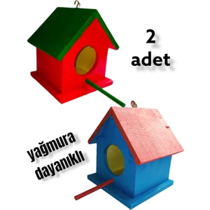 Natura Life Ahşap Kuş Yuvası Dış Mekan Suya Dayanıklı 2 Adet