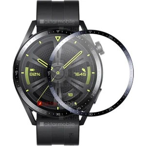 Huawei Watch Gt 3 46 mm Uyumlu Ekran Koruyucu 3D Tam Kapatan Kavisli Ppma Nano Cam Tam Uyumlu