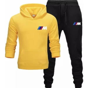Amor Man Büyük Beden Kapüşonlu Pamuk Oversize Yeni Stil Bmw Baskılı Dış Mekan Modern Erkek Eşofman Takımı