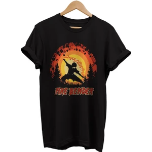 Avatar Ateş Bükücü Baskılı %100 Pamuk Oversize T-Shirt