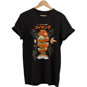 Pokemon Magicarp Sushi Baskılı %100 Pamuk Oversize T-Shirt