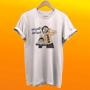 The Office Michael And Dwight Baskılı %100 Pamuk Oversize T-Shirt
