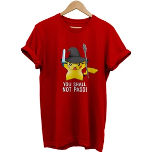 Yüzüklerin Efendisi Pikachu Gandalf Baskılı %100 Pamuk Oversize T-Shirt