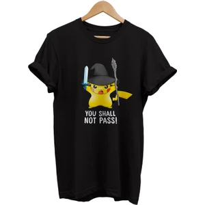 Yüzüklerin Efendisi Pikachu Gandalf Baskılı %100 Pamuk Oversize T-Shirt