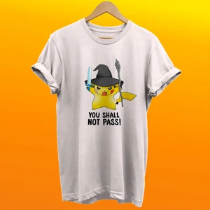 Yüzüklerin Efendisi Pikachu Gandalf Baskılı %100 Pamuk Oversize T-Shirt