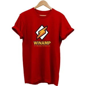 Winamp Baskılı %100 Pamuk Oversize T-Shirt Büyük Beden Tişört
