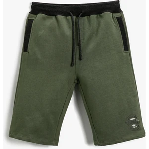 Erkek Çocuk Slogan Baskılı Şort Pamuklu Beli Bağcıklı