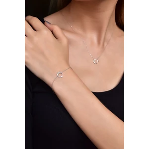 Papatya Silver 925 Ayar Gümüş Rodyum Kaplama Ay Yıldız Kolye ve Bileklik Set