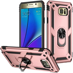 Caseworld Samsung Galaxy Note 5 Kapak Military Yüzüklü Stantlı Panzer Tank Kılıf - Rose Gold