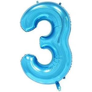 Eğlence Marketi 3 Rakam Mavi Folyo Balon 40 Inç 100 cm