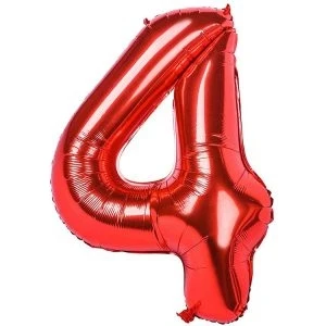 Eğlence Marketi 4 Rakam Kırmızı Renk Folyo Balon 40 Inc