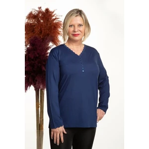 Iklim Bayan V Yaka Anne Bluz - Indigo - L