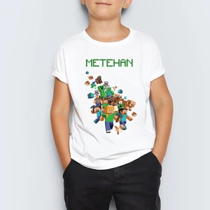Isme Özel Minecraft Baskılı  Çocuk Tişört T-Shirt Mr-02