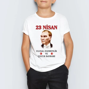 23 Nisan Atatürk Baskılı  Çocuk Tişört T-Shirt Mr-04