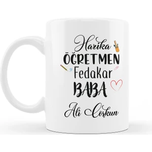 Hediye Sepeti Öğretmen Babaya Hediye Isme Özel Esprili Kupa Bardak