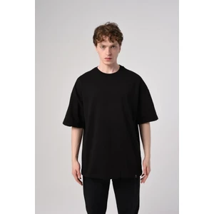 Erkek Oversize Düz Siyah T-Shirt