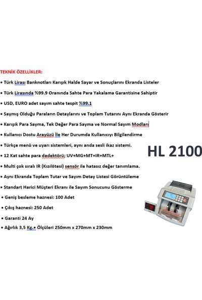 Huntertec Hl 2200 Karışık Sayım Sahte Ürün Para Sayma Makinesi
