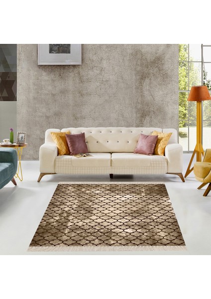 Geometrik Desenli Osmanlı Motif Dijital Baskı Yıkanabilir Kaymaz Taban Kilim Model Salon Halısı
