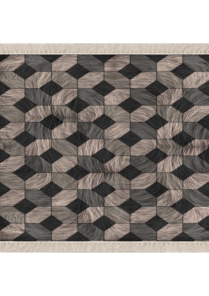 Geometrik Desenli Dijital Baskı Yıkanabilir Kaymaz Taban Modern Kilim Desen Salon Halı