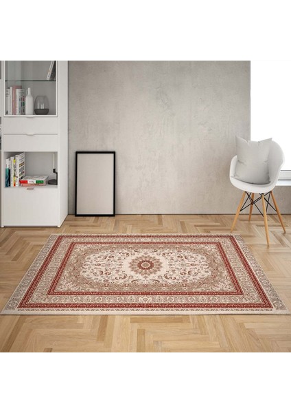 Osmanlı Motifler Desenli Etnik Dijital Baskı Yıkanabilir Kaymaz Taban Salon Halı ve Yolluk (Bordo)