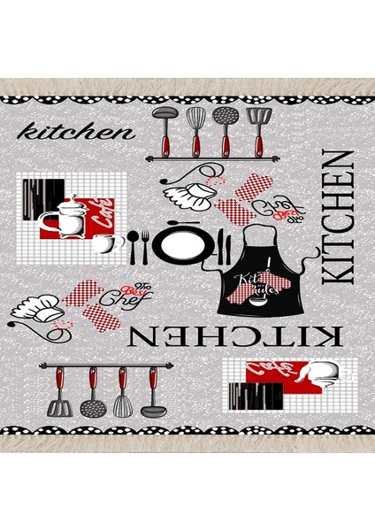 Kitchen Desenli Dijital Baskılı Kaymaz Taban Yıkanabilir Leke Tutmaz Mutfak Halısı fiyatları