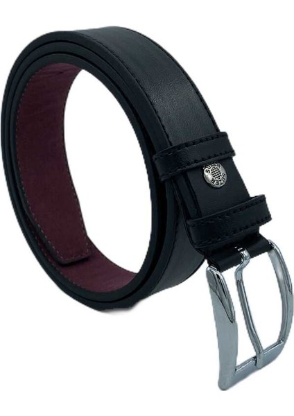 3 cm Klasik Deri Dikişli Erkek Çocuk Kemeri Siyah modelleri