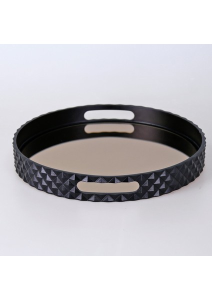 Piramit Yuvarlak Tepsi Siyah