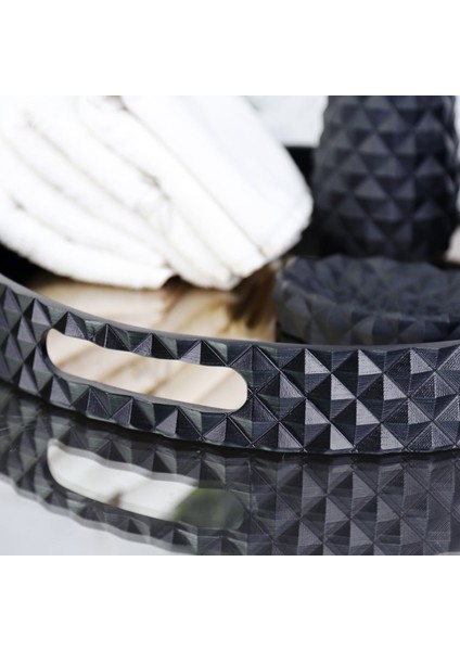 Piramit Yuvarlak Tepsi Siyah modelleri