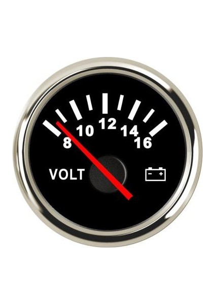 Voltmetre Siyah Çap 52MM 12V Tekne Yat