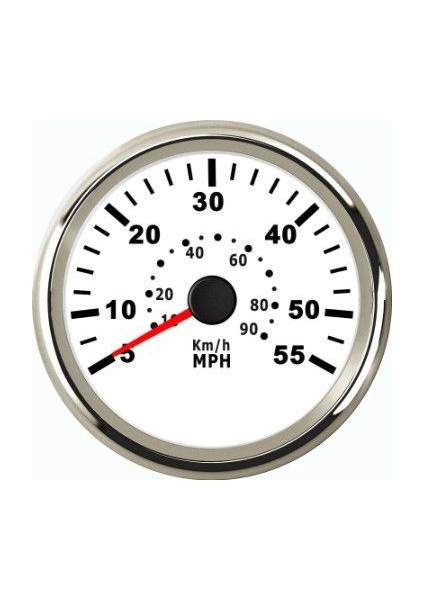 Sürat Göstergesi 55MPH 12/24V Çap 85MM Beyaz Tekne Yat