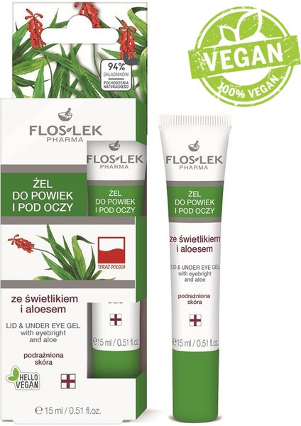 Kızarıklığa, Tahrişe meyilli ve Neme İhtiyacı olan Ciltler İçin Aloe Vera İçerikli Göz Çevresi Aydınlatıcı Bakım Jeli 15 ml