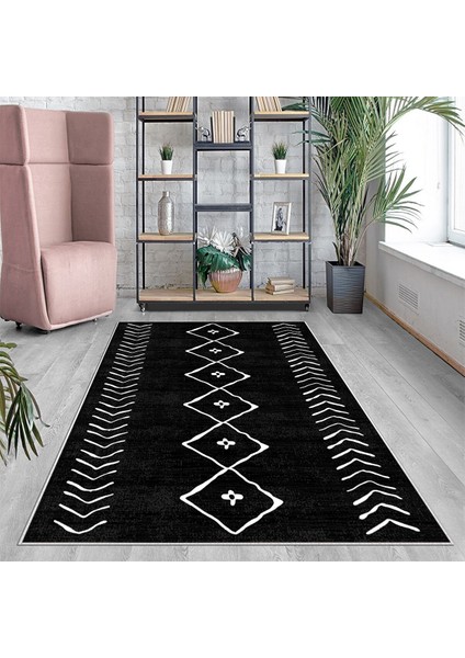 Çizgi Bohem Etnik Kilim Desen Dijital Baskı Yıkanabilir Kaymaz Taban Modern Salon Halısı ve Yolluk