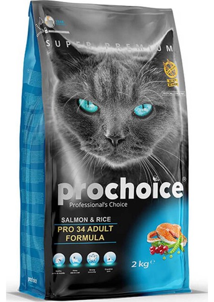 Pro 34 Somonlu ve Pirinçli Yetişkin Kedi Maması 2 kg