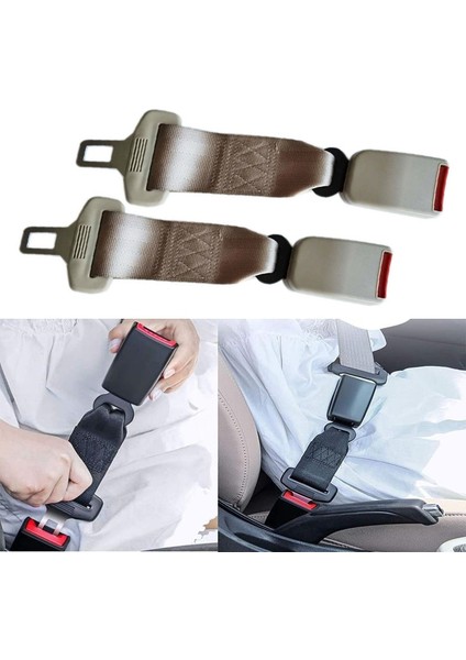 2 Adet Oto Emniyet Kemeri Uzatıcı, Uzunluk:23Cm Bej (Yurt Dışından)
